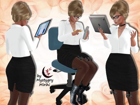 Second Life Marketplace - Undress me Secretary black mesh rigged outfit